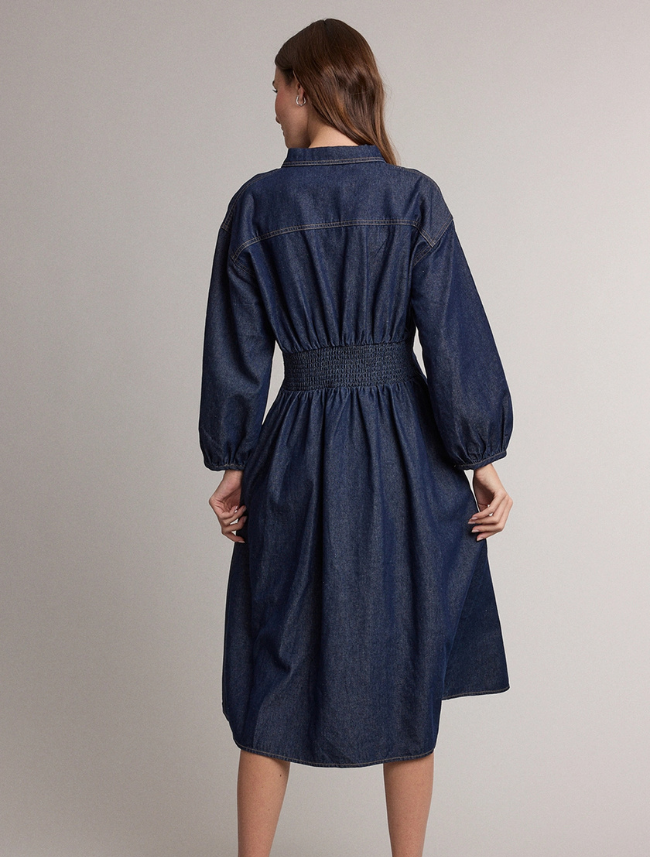 Raisonnel Denim Smocked Waist Shirt Dress