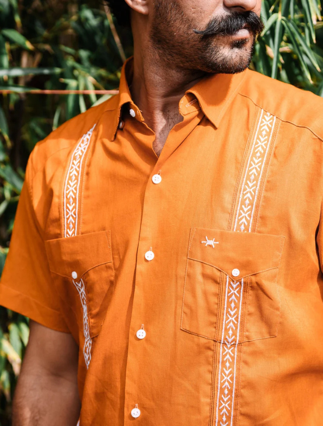 Texas Standard Tejas Guayabera in Burnt Orange