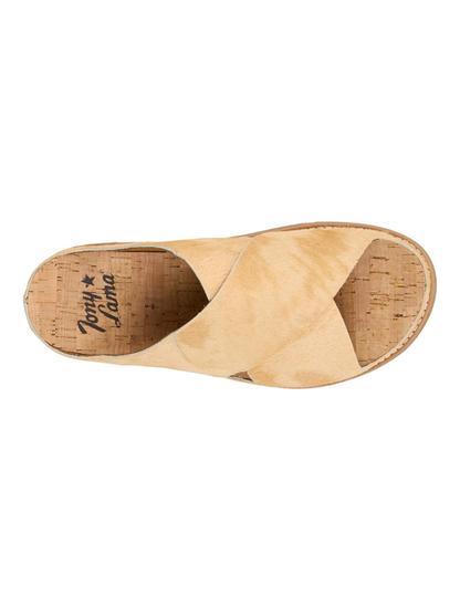 Tony Lama Women's Palmeras Hair-On Sandals in Toasted Tan