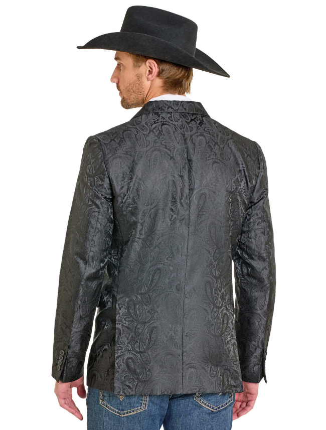 Rock & Roll Denim Men's Black Jacquard Paisley Sport Coat