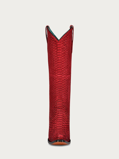 Women's Genuine Red Full Python Snip Toe Tall Top Cowboy Boot