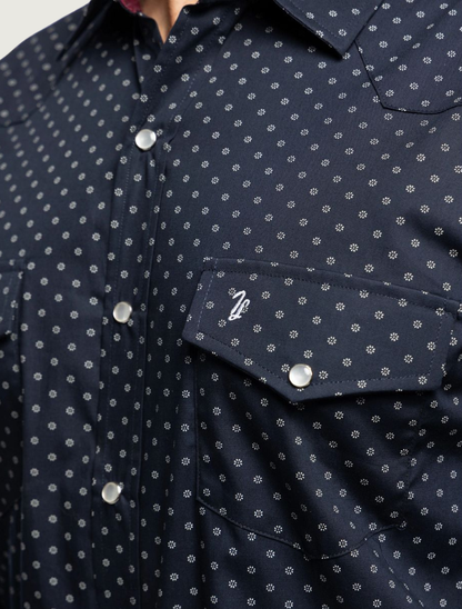 Tony Lama Navy Floral Print Pearl Snap Western Shirt