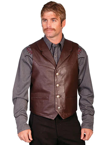 Mavericks Brown Soft Lamb Leather Snap Vest