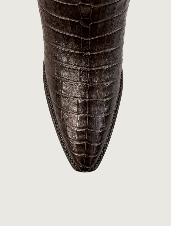 Stallion Caiman & Calf Cowgirl Boots in Chocolate