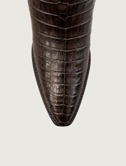Stallion Caiman & Calf Cowgirl Boots in Chocolate