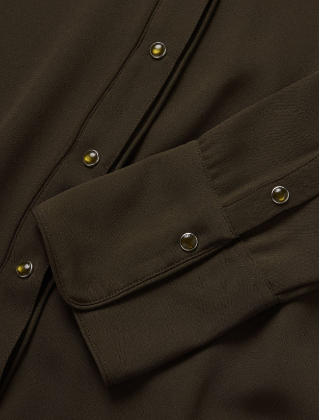 Stetson Brown Twill Snap Front Western Shirt