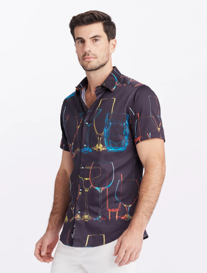 Robert Graham Men's Neon Nights Short Sleeve Button Down Shirt