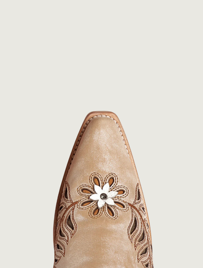 Corral Straw Laser, Flowers & Birds Inlay Cowgirl Boots