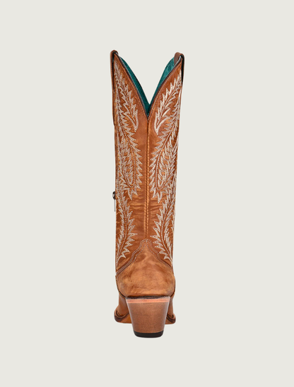 Corral Golden Embroidery Tan Snip Toe Cowgirl Boots