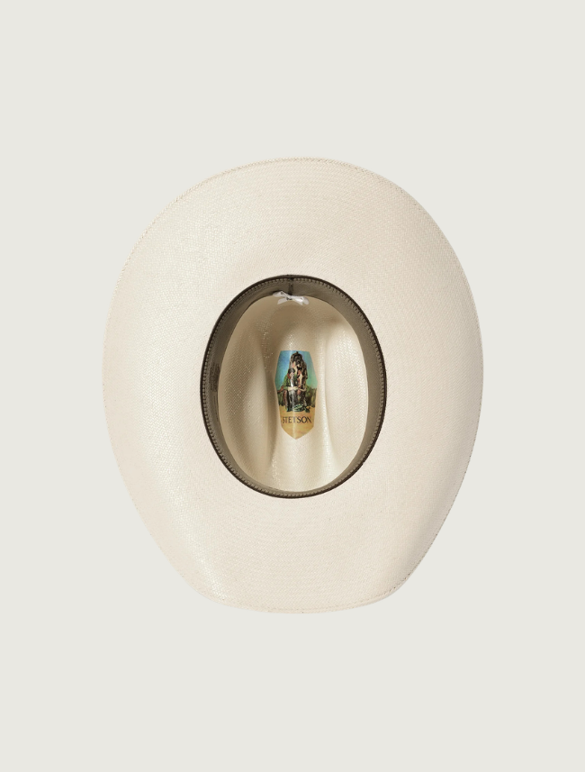 Stetson Wakefield 10X shantung straw cowboy hat — interior view