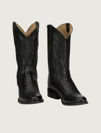 Tony Lama Tremaine 12" Caiman Cowboy Boots in Ebony