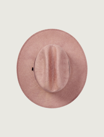 Stetson Redwood Bangora straw cowboy hat — top down view