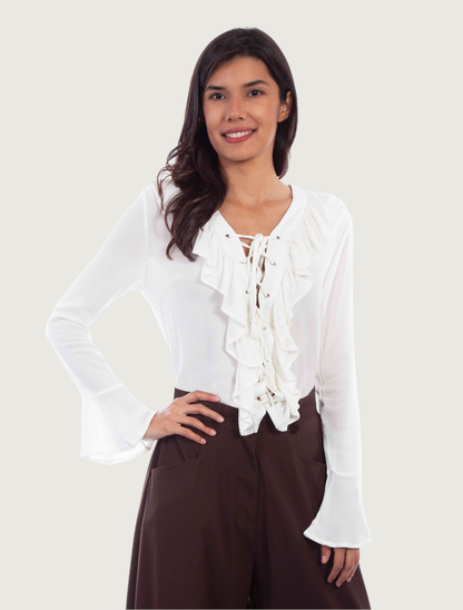 Scully Women's Ruffled Front Blouse