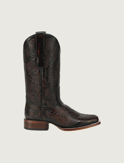 Corral Black & Honey Floral Embroidery Cowgirl Boots