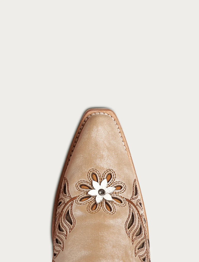 Corral Women's Straw Laser, Flowers & Birds Inlay Cowboy Boots