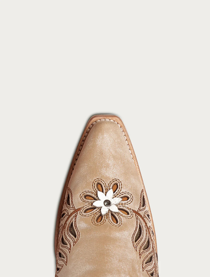 Corral Women's Straw Laser, Flowers & Birds Inlay Cowboy Boots