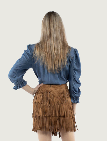 Women's Short Suede Fringe Skirt