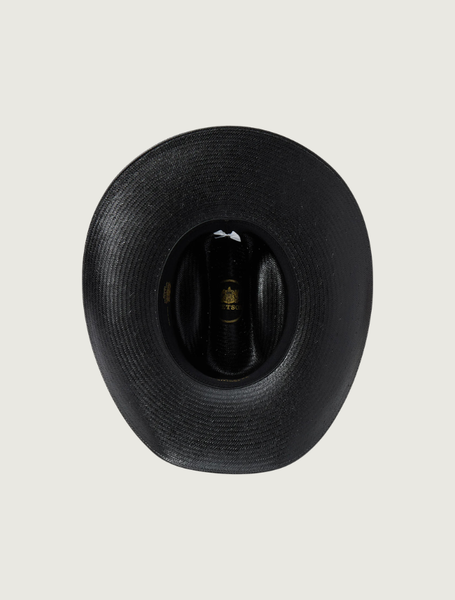 Stetson Coal Mine 10X shantung straw cowboy hat — interior view