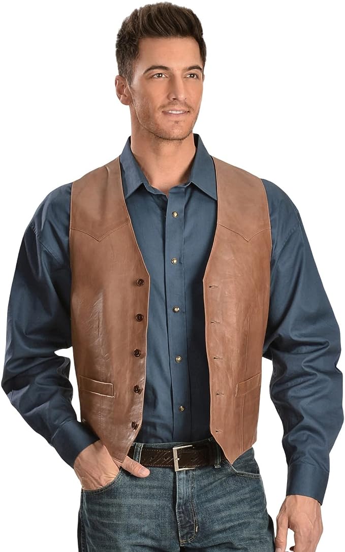 Mavericks Leather Vest in Chocolate