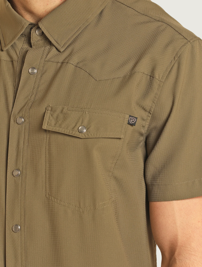 Rock & Roll Denim Men's TEK Short Sleeve Ripstop Snap Shirt