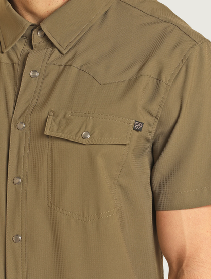 Rock & Roll Denim Men's TEK Short Sleeve Ripstop Snap Shirt