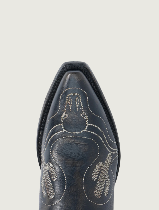 Stetson Sedona Black Embroidered Snip Toe Cowgirl Boots