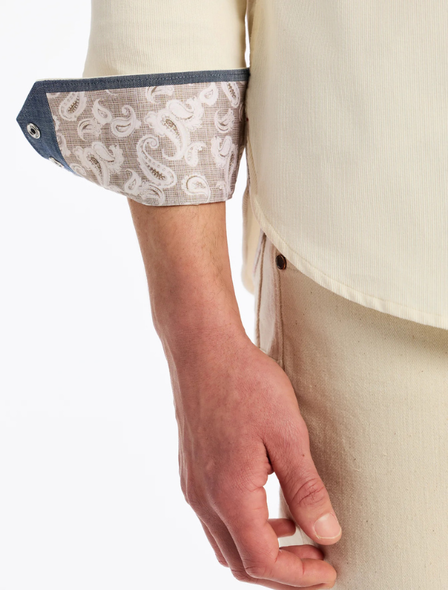 Robert Graham Men's Wyatt Long Sleeve Button Down Shirt in Ivory