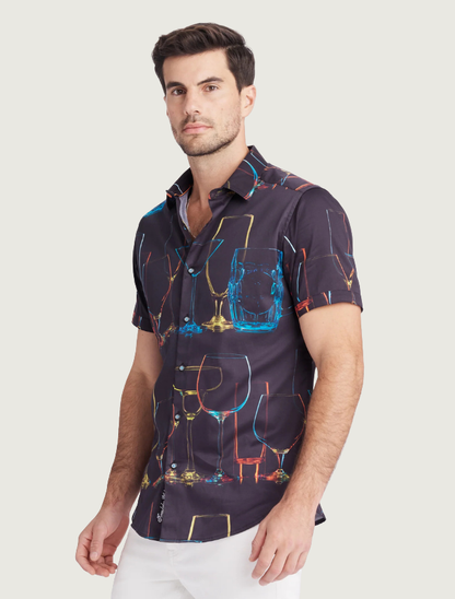 Robert Graham Men's Neon Nights Short Sleeve Button Down Shirt