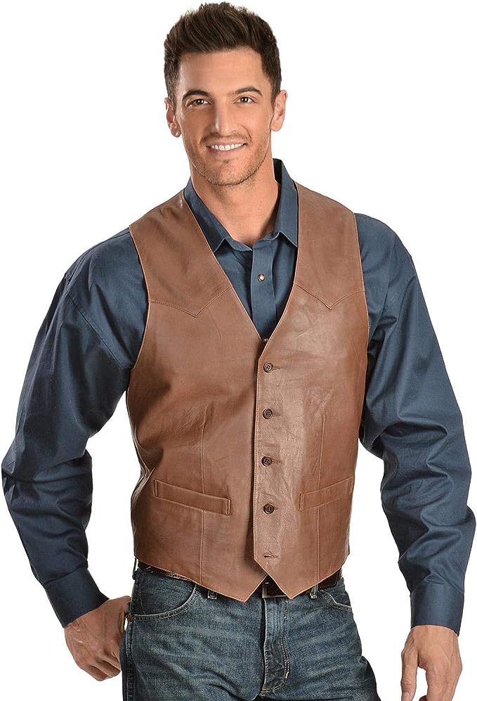 Mavericks Leather Vest in Chocolate