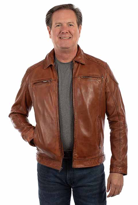 Men's Zip Front Leather Jacket