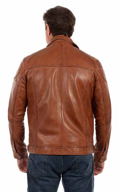 Washed Lambskin Zip Jacket