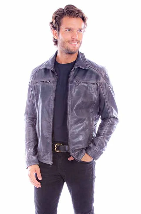 Washed Lambskin Zip Jacket