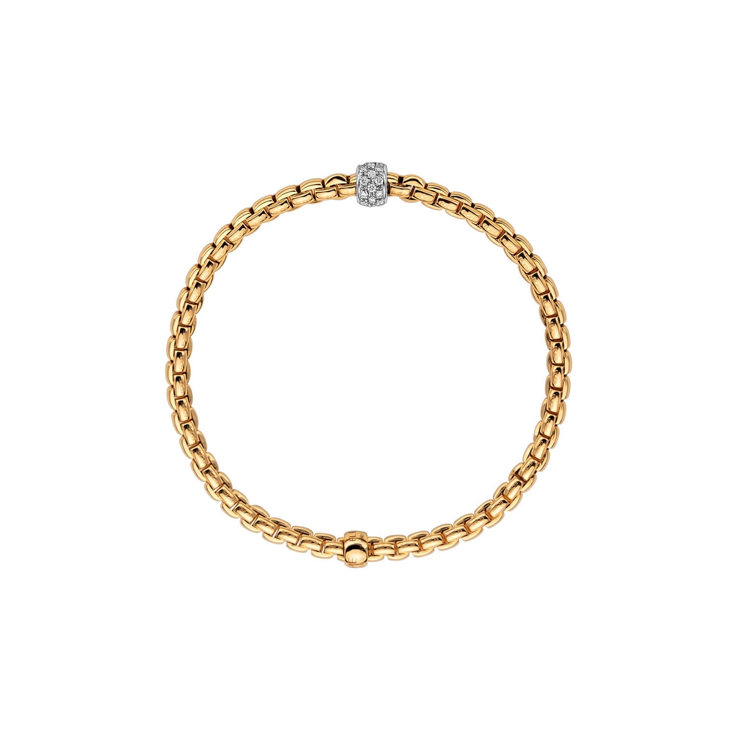 Fope Eka Tiny Flex It Yellow Gold & Diamond Rondel Bracelet