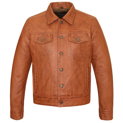 Mens Trucker Leather Jacket