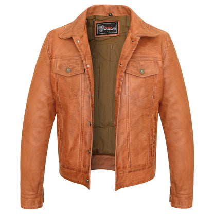 Mens Trucker Leather Jacket