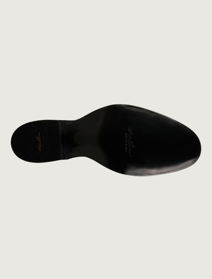 Tony Lama Agustin black caiman cowboy boot — sole view