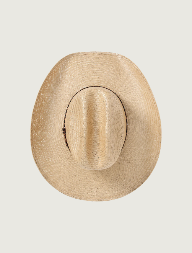 Stetson Ashby shantung straw cowboy hat — top down view