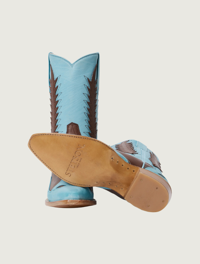 Stetson Alix Blue & Brown Two-Tone Snip Toe Cowgirl Boots