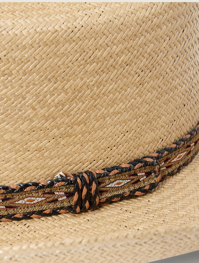 Stetson Ashby woven hatband with turquoise bead accents — close-up