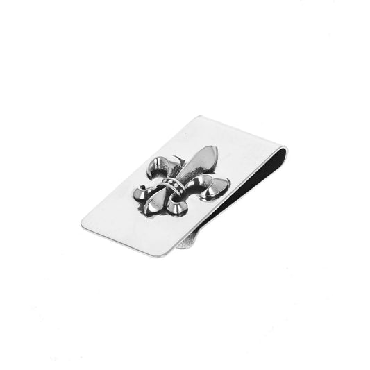 King Baby Silver Money Clip with Fleur de Lis