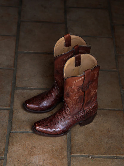 Corral Ostrich Embroidery Square Toe Cowboy Boots