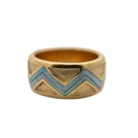 14K Yellow Gold Opal Inlay Ring