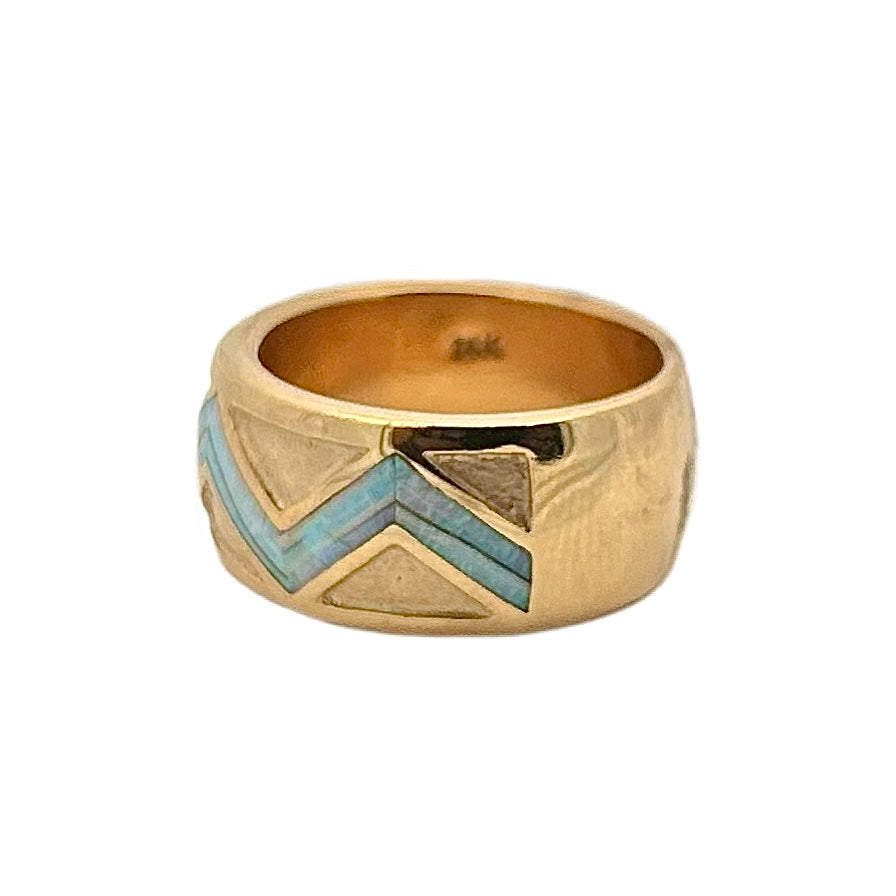 14K Yellow Gold Opal Inlay Ring