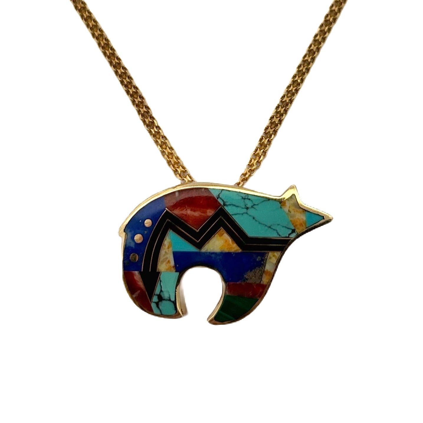 14K Yellow Gold Multi-Stone Bear Pendant