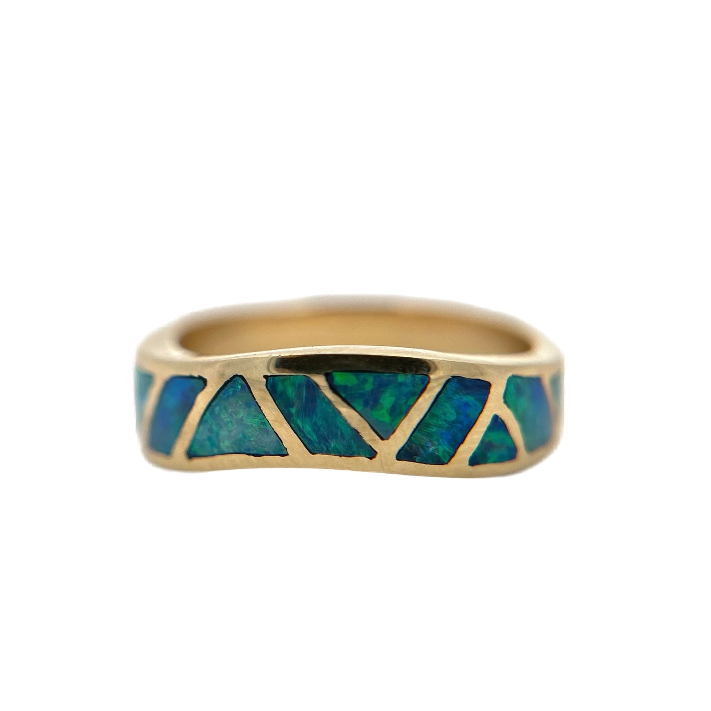 14K Yellow Gold Opal Inlay Ring