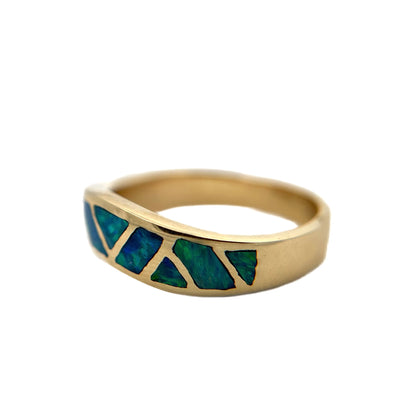 14K Yellow Gold Opal Inlay Ring