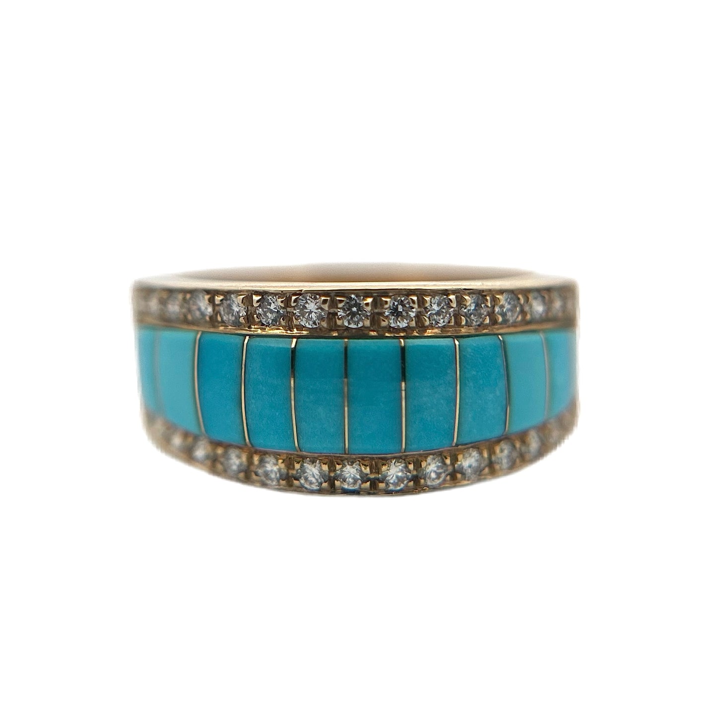 14K Yellow Gold Turquoise & Diamond Ring