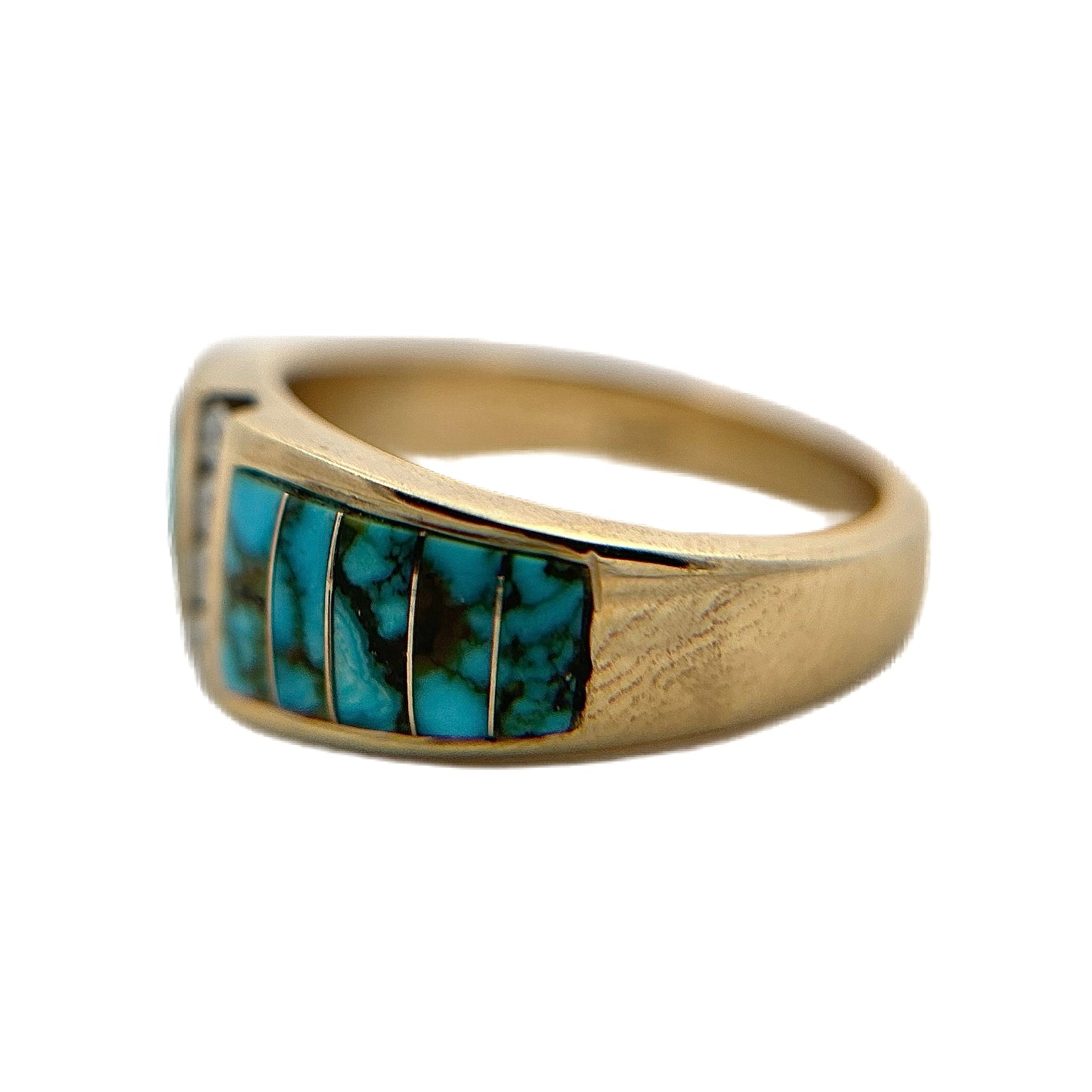 14K Yellow Gold Turquoise & Diamond Ring