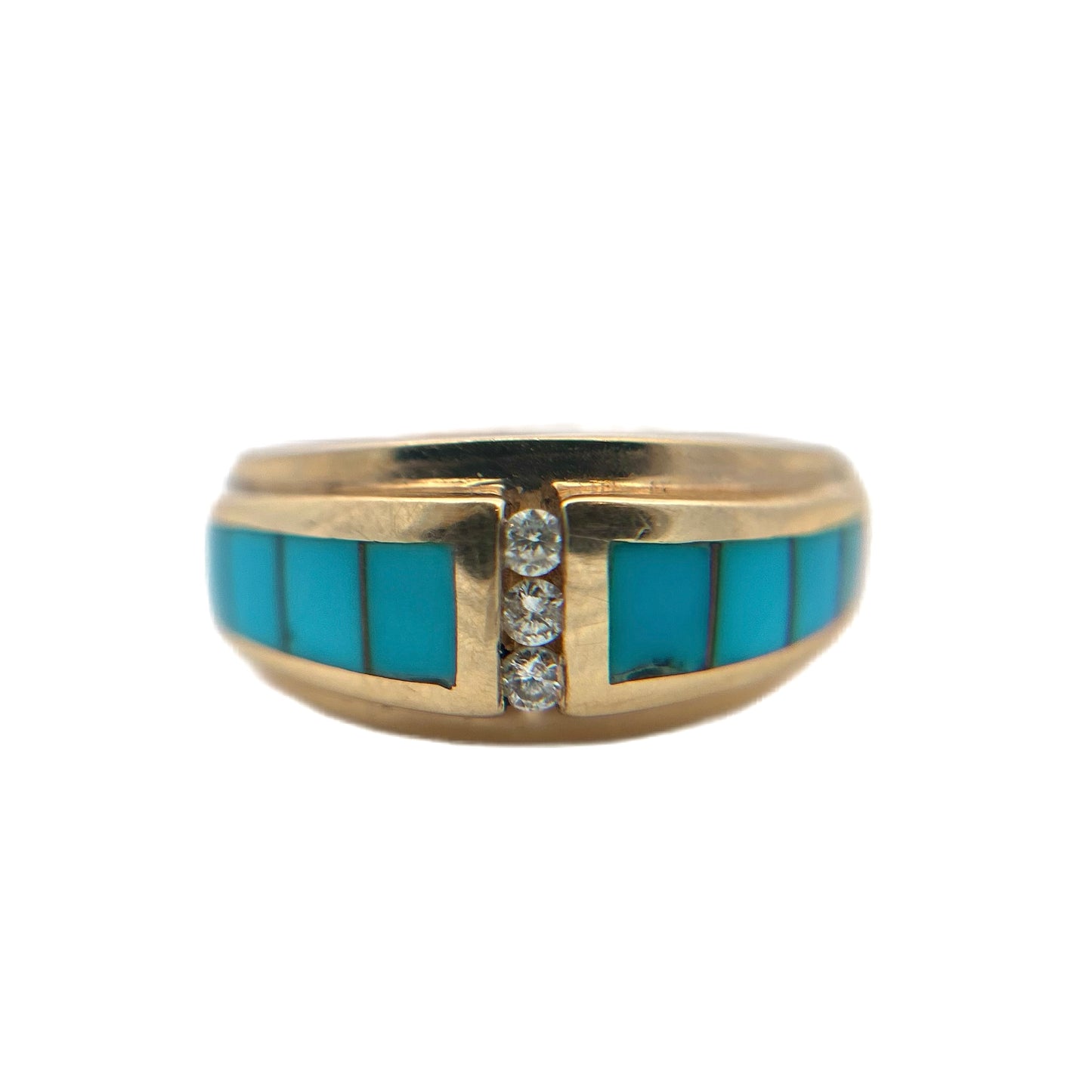 14K Yellow Gold Turquoise & Diamond