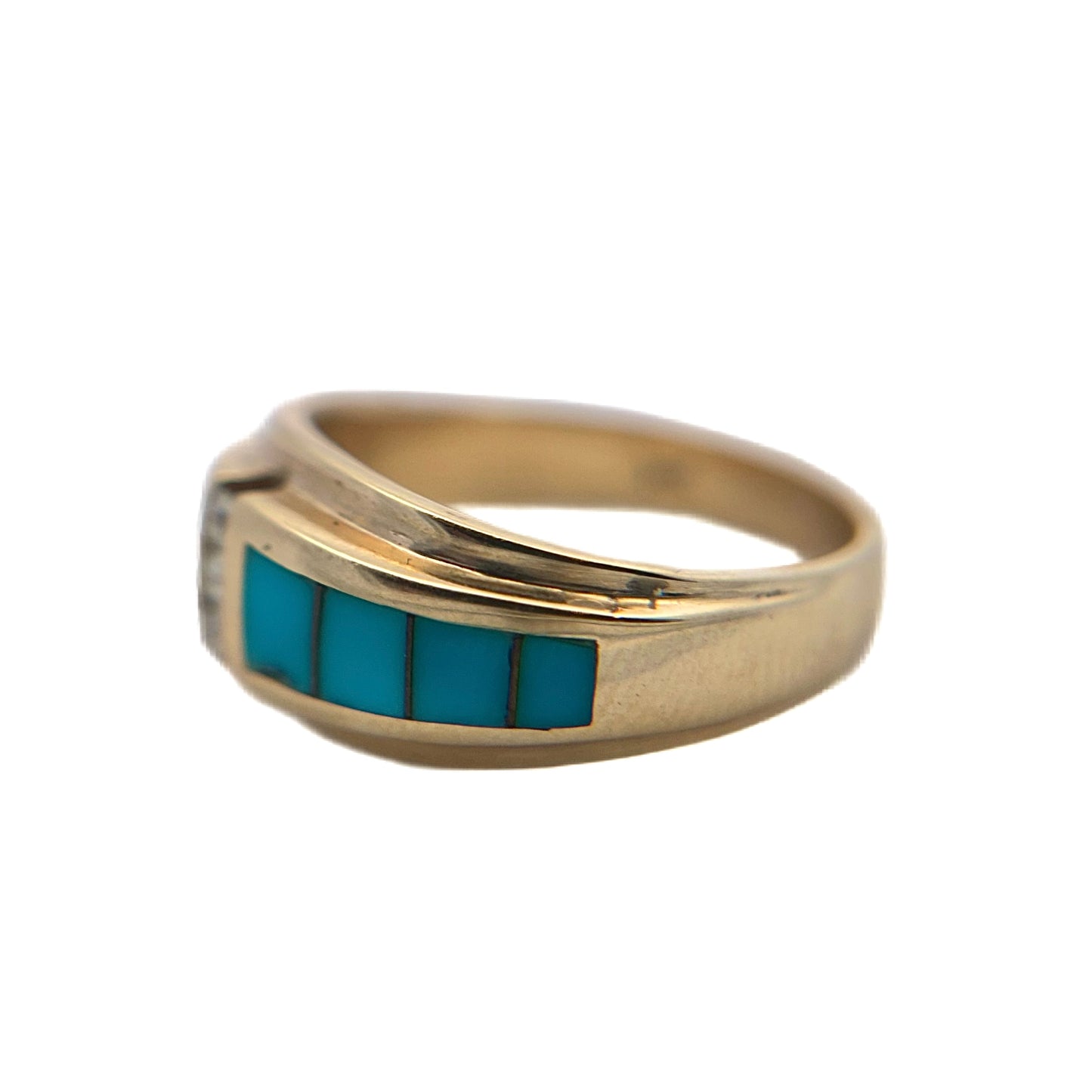 14K Yellow Gold Turquoise & Diamond